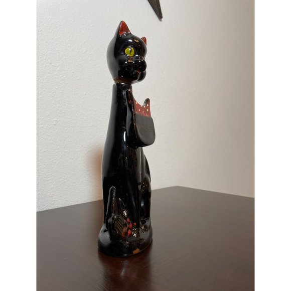 Vintage MCM Black Cat Whiskey Decanter - Artmark Japan - Fire Molded Clay - Picture 2 of 6